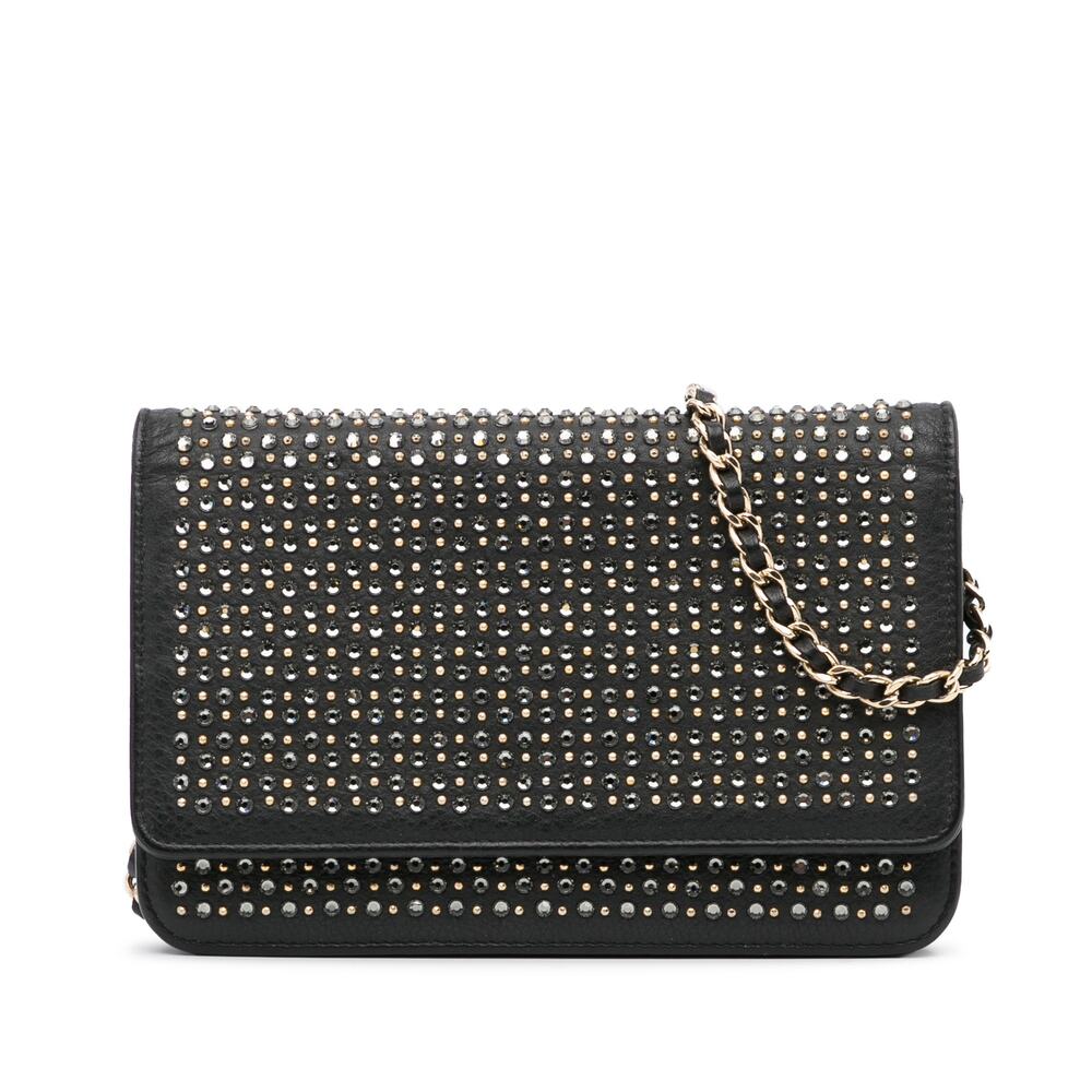 Chanel Studded Leather Wallet On Chain